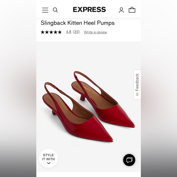 Express Red Slingback Kitten Heel Pumps - Picture 1 of 8